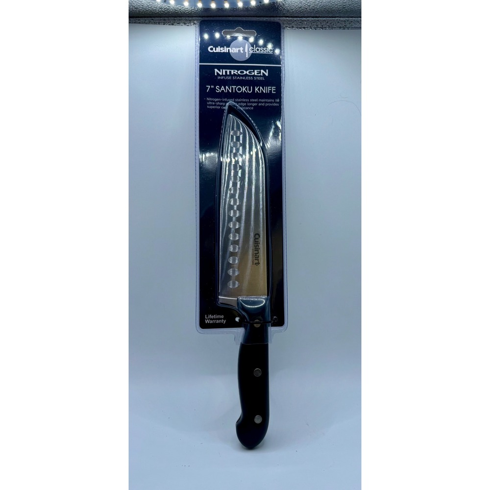 New Sealed Cuisinart Santoku Knife 7" Black Nitrogen Infused Stainless Steel